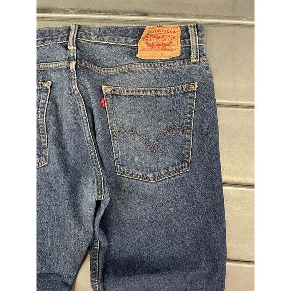 Levis 514 Jeans Mens 36X30 Blue Medium Wash Denim Slim Straight 100% Cotton - Picture 14 of 16